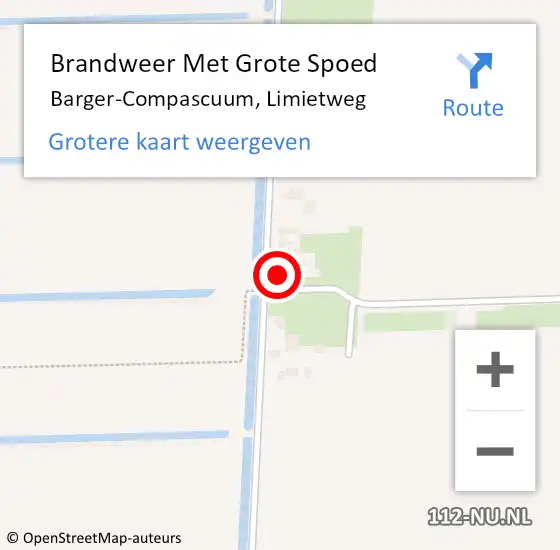 Locatie op kaart van de 112 melding: Brandweer Met Grote Spoed Naar Barger-Compascuum, Limietweg op 23 januari 2016 18:42