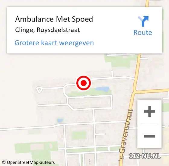 Locatie op kaart van de 112 melding: Ambulance Met Spoed Naar Clinge, Ruysdaelstraat op 23 januari 2016 18:50