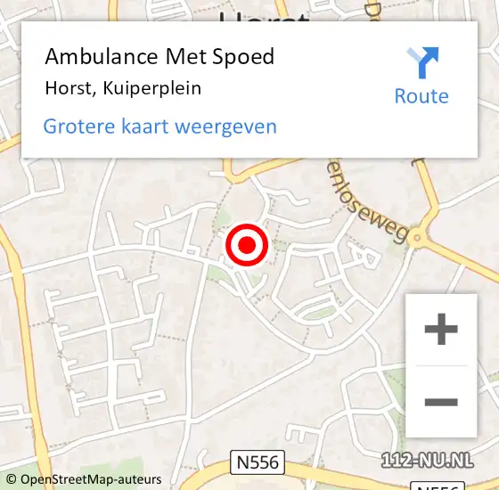 Locatie op kaart van de 112 melding: Ambulance Met Spoed Naar Horst, Kuiperplein op 23 januari 2016 19:12