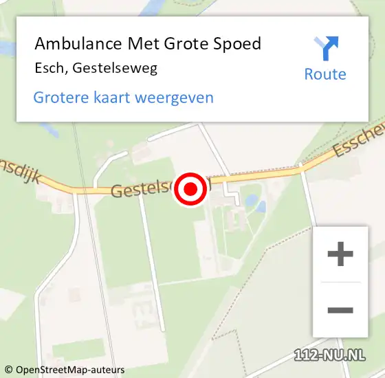 Locatie op kaart van de 112 melding: Ambulance Met Grote Spoed Naar Esch, Gestelseweg op 23 januari 2016 19:31