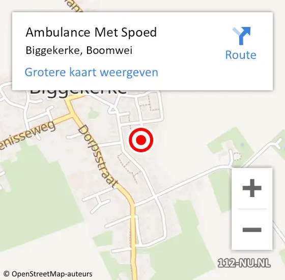 Locatie op kaart van de 112 melding: Ambulance Met Spoed Naar Biggekerke, Boomwei op 23 januari 2016 19:50