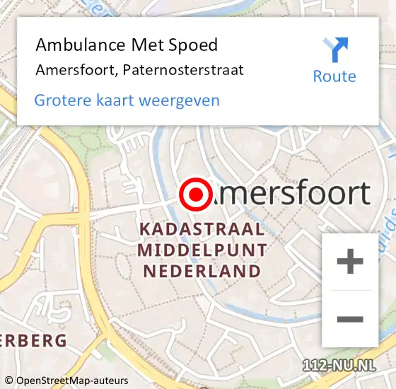 Locatie op kaart van de 112 melding: Ambulance Met Spoed Naar Amersfoort, Paternosterstraat op 23 januari 2016 21:15