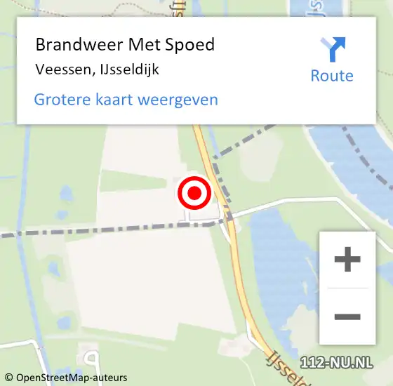 Locatie op kaart van de 112 melding: Brandweer Met Spoed Naar Veessen, IJsseldijk op 4 december 2013 09:15