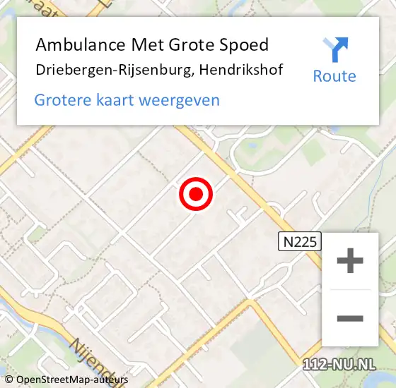Locatie op kaart van de 112 melding: Ambulance Met Grote Spoed Naar Driebergen-Rijsenburg, Hendrikshof op 23 januari 2016 22:43
