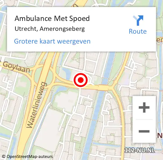 Locatie op kaart van de 112 melding: Ambulance Met Spoed Naar Utrecht, Amerongseberg op 23 januari 2016 22:47