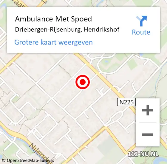 Locatie op kaart van de 112 melding: Ambulance Met Spoed Naar Driebergen-Rijsenburg, Hendrikshof op 23 januari 2016 23:11
