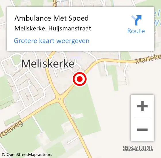 Locatie op kaart van de 112 melding: Ambulance Met Spoed Naar Meliskerke, Huijsmanstraat op 23 januari 2016 23:36