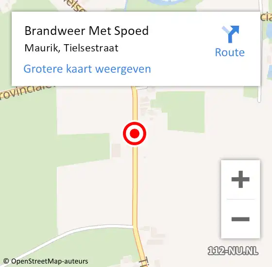 Locatie op kaart van de 112 melding: Brandweer Met Spoed Naar Maurik, Tielsestraat op 24 januari 2016 00:00