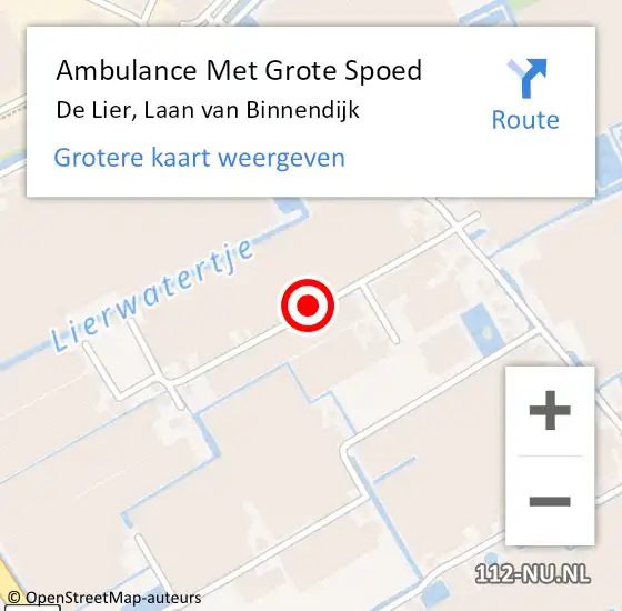 Locatie op kaart van de 112 melding: Ambulance Met Grote Spoed Naar De Lier, Laan van Binnendijk op 24 januari 2016 00:20