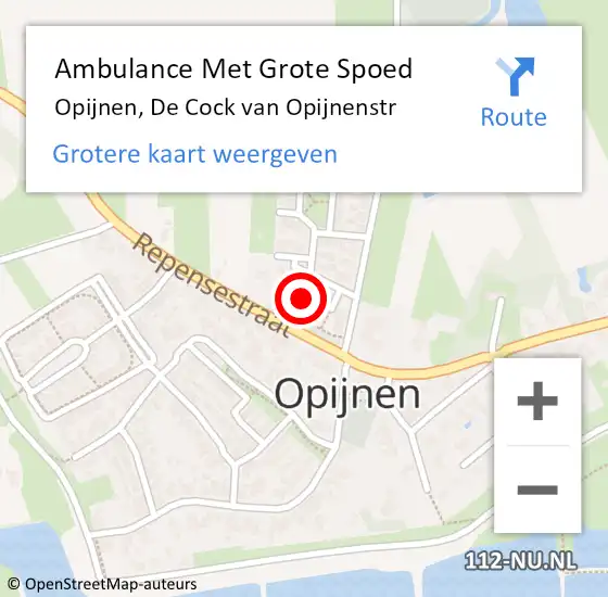 Locatie op kaart van de 112 melding: Ambulance Met Grote Spoed Naar Opijnen, De Cock van Opijnenstr op 24 januari 2016 00:36