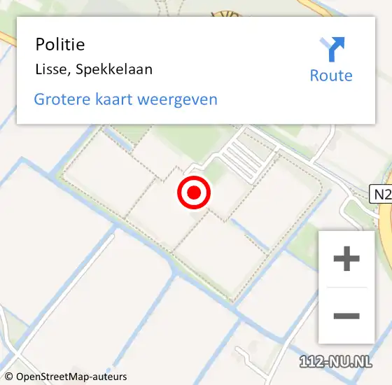 Locatie op kaart van de 112 melding: Politie Lisse, Spekkelaan op 24 januari 2016 01:05