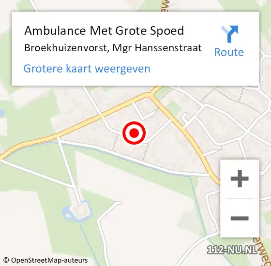 Locatie op kaart van de 112 melding: Ambulance Met Grote Spoed Naar Broekhuizenvorst, Mgr Hanssenstraat op 24 januari 2016 02:04