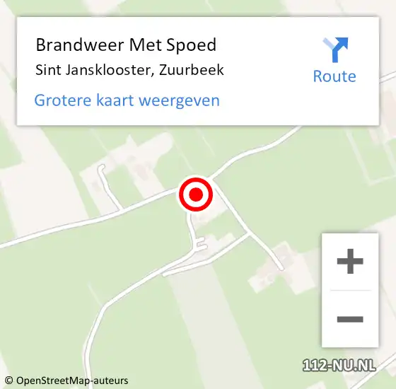 Locatie op kaart van de 112 melding: Brandweer Met Spoed Naar Sint Jansklooster, Zuurbeek op 4 december 2013 09:35