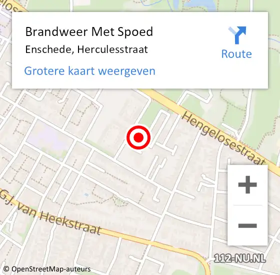 Locatie op kaart van de 112 melding: Brandweer Met Spoed Naar Enschede, Herculesstraat op 24 januari 2016 02:56