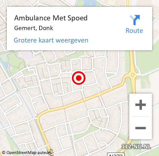 Locatie op kaart van de 112 melding: Ambulance Met Spoed Naar Gemert, Donk op 24 januari 2016 02:56