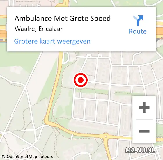 Locatie op kaart van de 112 melding: Ambulance Met Grote Spoed Naar Waalre, Ericalaan op 24 januari 2016 03:09