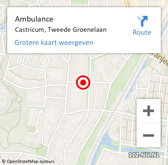 Locatie op kaart van de 112 melding: Ambulance Castricum, Tweede Groenelaan op 24 januari 2016 03:28