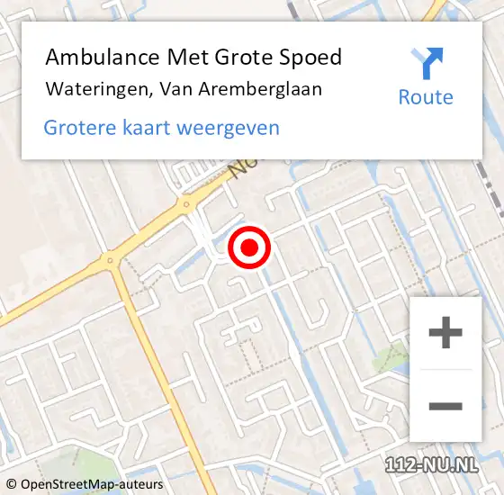 Locatie op kaart van de 112 melding: Ambulance Met Grote Spoed Naar Wateringen, Van Aremberglaan op 24 januari 2016 04:36