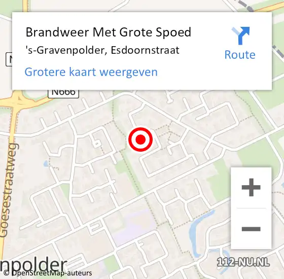 Locatie op kaart van de 112 melding: Brandweer Met Grote Spoed Naar 's-Gravenpolder, Esdoornstraat op 24 januari 2016 07:46