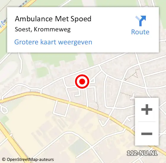 Locatie op kaart van de 112 melding: Ambulance Met Spoed Naar Soest, Krommeweg op 24 januari 2016 08:30