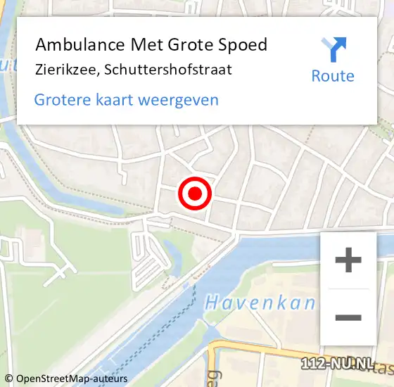 Locatie op kaart van de 112 melding: Ambulance Met Grote Spoed Naar Zierikzee, Schuttershofstraat op 24 januari 2016 09:36