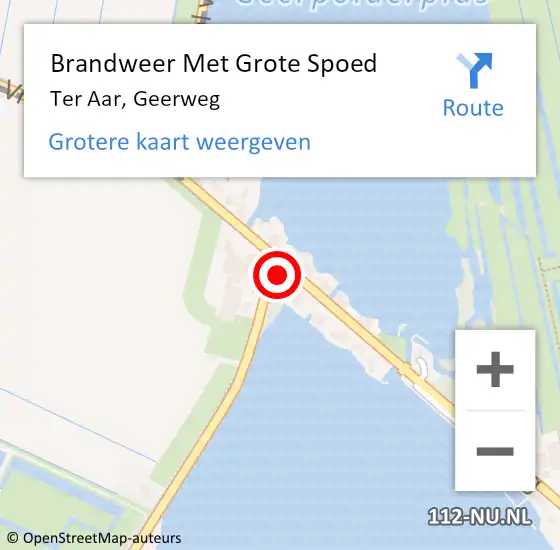 Locatie op kaart van de 112 melding: Brandweer Met Grote Spoed Naar Ter Aar, Geerweg op 24 januari 2016 10:00