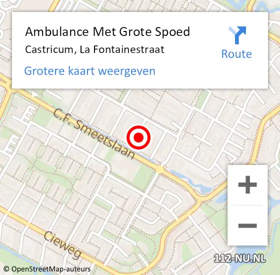 Locatie op kaart van de 112 melding: Ambulance Met Grote Spoed Naar Castricum, La Fontainestraat op 24 januari 2016 10:40