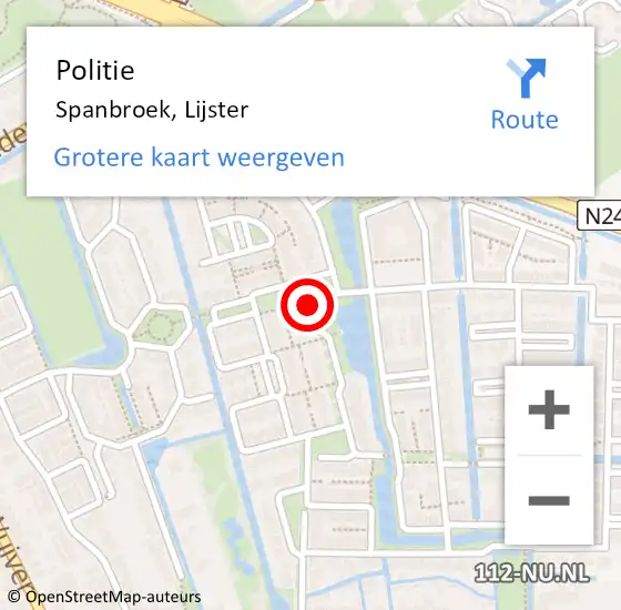 Locatie op kaart van de 112 melding: Politie Spanbroek, Lijster op 24 januari 2016 10:46