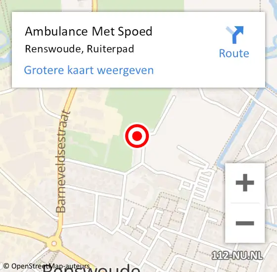 Locatie op kaart van de 112 melding: Ambulance Met Spoed Naar Renswoude, Ruiterpad op 24 januari 2016 10:52