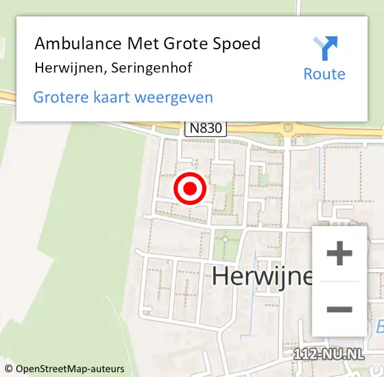 Locatie op kaart van de 112 melding: Ambulance Met Grote Spoed Naar Herwijnen, Seringenhof op 24 januari 2016 11:06