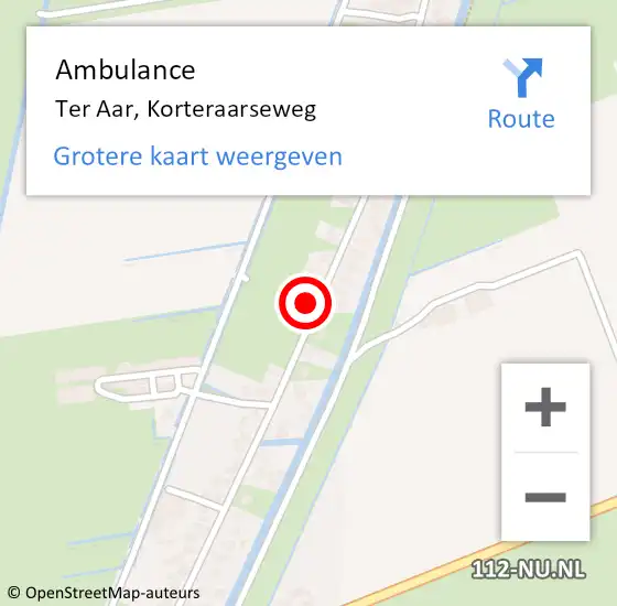 Locatie op kaart van de 112 melding: Ambulance Ter Aar, Korteraarseweg op 24 januari 2016 11:08