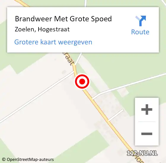 Locatie op kaart van de 112 melding: Brandweer Met Grote Spoed Naar Zoelen, Hogestraat op 24 januari 2016 11:12