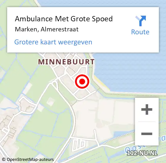 Locatie op kaart van de 112 melding: Ambulance Met Grote Spoed Naar Marken, Almerestraat op 24 januari 2016 12:52