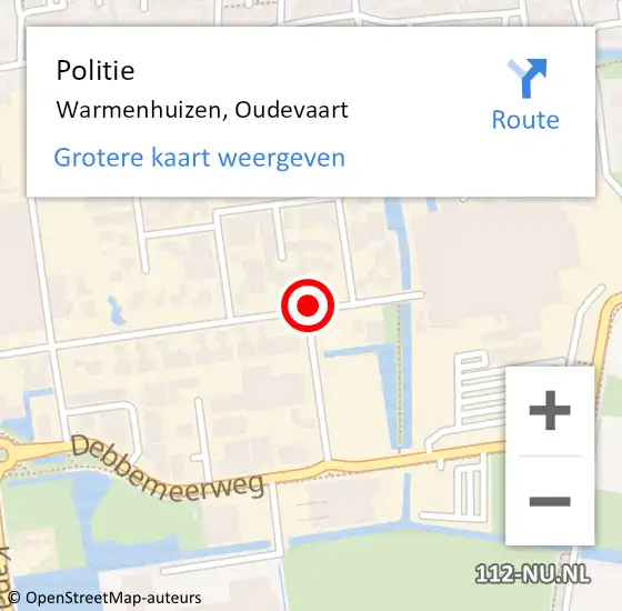 Locatie op kaart van de 112 melding: Politie Warmenhuizen, Oudevaart op 24 januari 2016 13:17