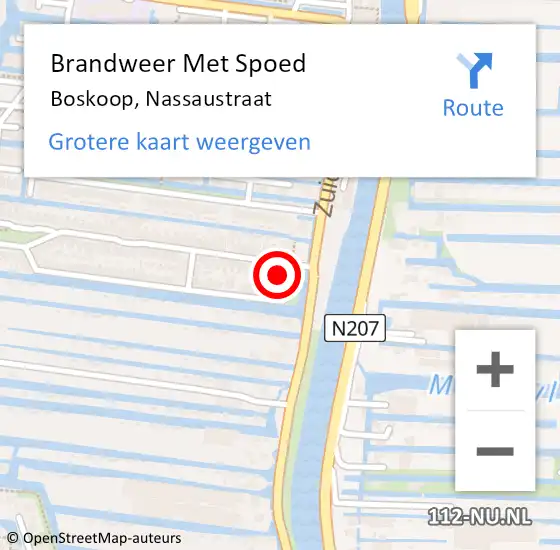 Locatie op kaart van de 112 melding: Brandweer Met Spoed Naar Boskoop, Nassaustraat op 4 december 2013 10:11