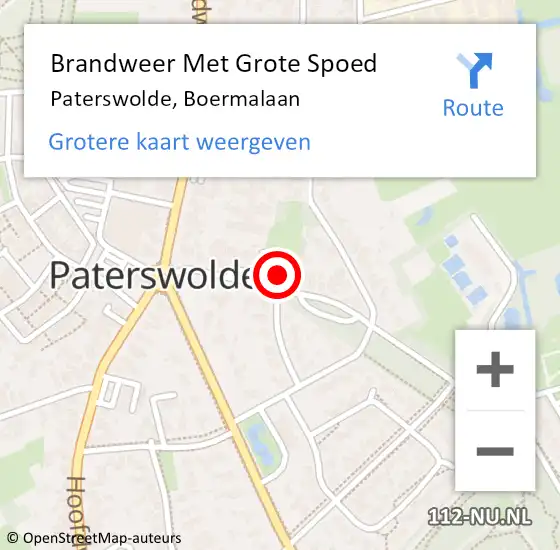 Locatie op kaart van de 112 melding: Brandweer Met Grote Spoed Naar Paterswolde, Boermalaan op 24 januari 2016 14:25