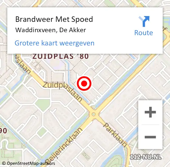 Locatie op kaart van de 112 melding: Brandweer Met Spoed Naar Waddinxveen, De Akker op 24 januari 2016 15:46