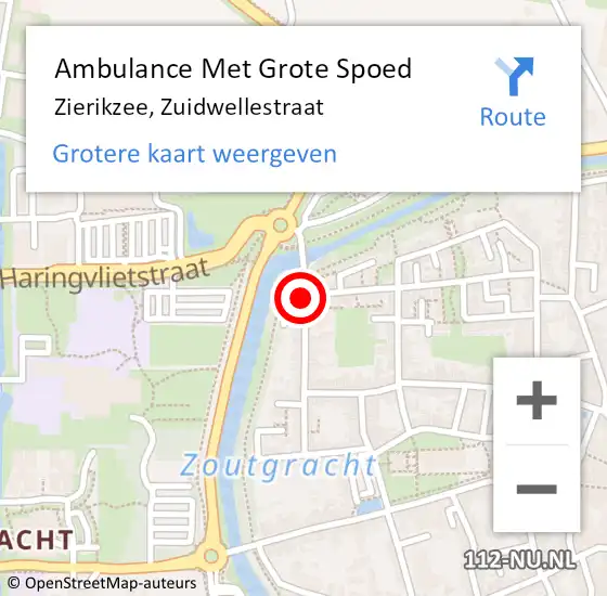 Locatie op kaart van de 112 melding: Ambulance Met Grote Spoed Naar Zierikzee, Zuidwellestraat op 24 januari 2016 15:47