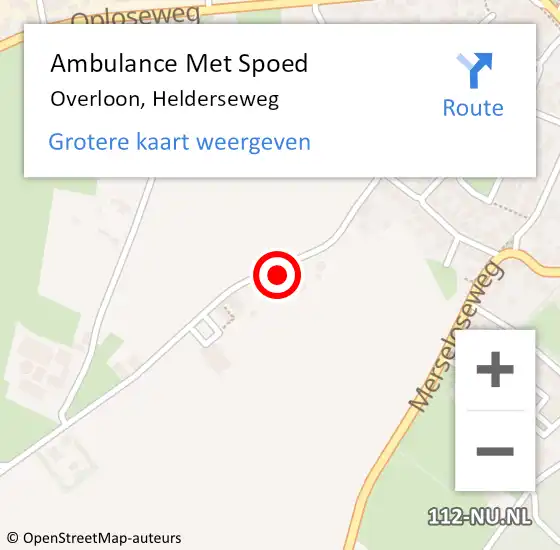 Locatie op kaart van de 112 melding: Ambulance Met Spoed Naar Overloon, Helderseweg op 24 januari 2016 16:05