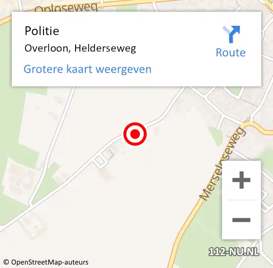 Locatie op kaart van de 112 melding: Politie Overloon, Helderseweg op 24 januari 2016 16:07