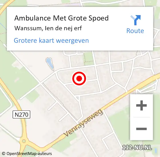 Locatie op kaart van de 112 melding: Ambulance Met Grote Spoed Naar Wanssum, Ien de nej erf op 24 januari 2016 16:27