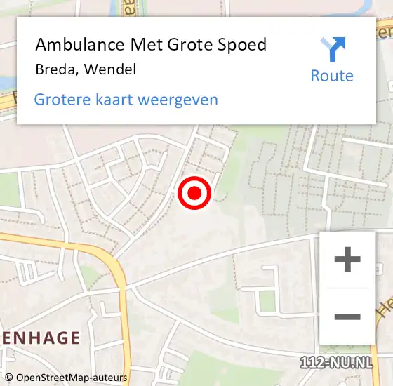 Locatie op kaart van de 112 melding: Ambulance Met Grote Spoed Naar Breda, Wendel op 24 januari 2016 16:51