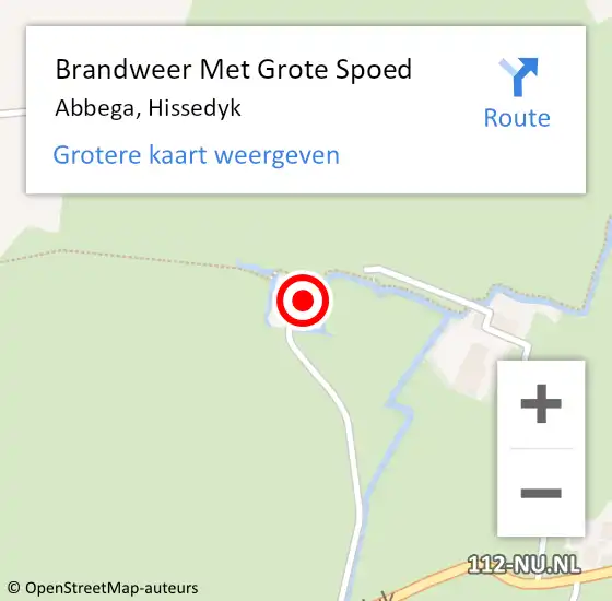 Locatie op kaart van de 112 melding: Brandweer Met Grote Spoed Naar Abbega, Hissedyk op 24 januari 2016 17:11