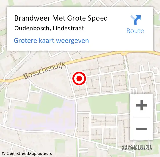 Locatie op kaart van de 112 melding: Brandweer Met Grote Spoed Naar Oudenbosch, Lindestraat op 24 januari 2016 18:00