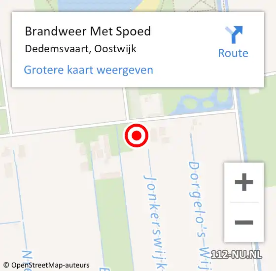 Locatie op kaart van de 112 melding: Brandweer Met Spoed Naar Dedemsvaart, Oostwijk op 24 januari 2016 18:07