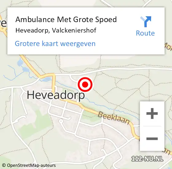 Locatie op kaart van de 112 melding: Ambulance Met Grote Spoed Naar Heveadorp, Valckeniershof op 4 december 2013 10:28