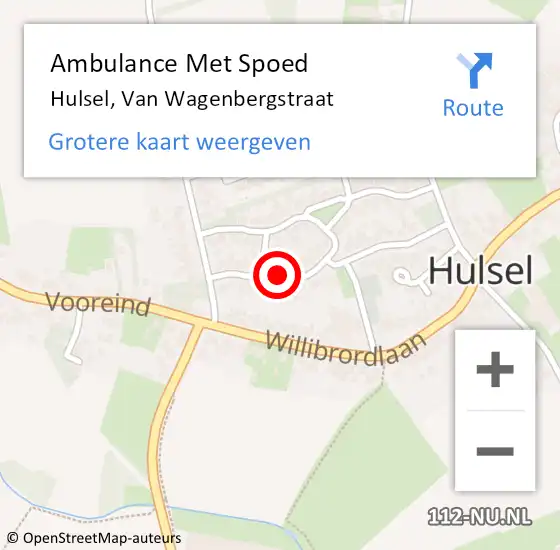 Locatie op kaart van de 112 melding: Ambulance Met Spoed Naar Hulsel, Van Wagenbergstraat op 24 januari 2016 18:56