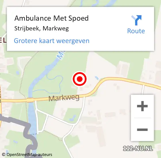 Locatie op kaart van de 112 melding: Ambulance Met Spoed Naar Strijbeek, Markweg op 24 januari 2016 19:01