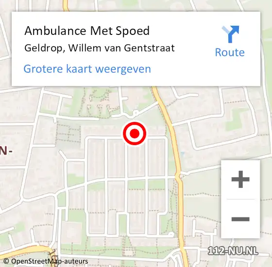 Locatie op kaart van de 112 melding: Ambulance Met Spoed Naar Geldrop, Willem van Gentstraat op 24 januari 2016 19:07