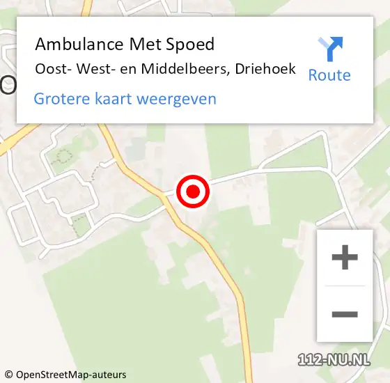 Locatie op kaart van de 112 melding: Ambulance Met Spoed Naar Oost- West- en Middelbeers, Driehoek op 24 januari 2016 19:10